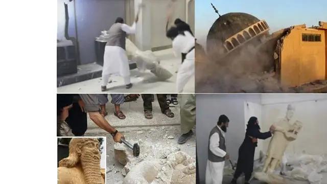 چند تا آدم سادۀ «ایمان دار» دارند با جدیدترین کُلنگهای ساختِ «کفّار»، قدیم ترین آثار «تمدّن» را، عرق ریزان، خراب می کنند