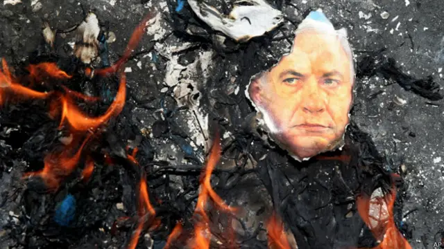 پوستر نتانیاهو در آتش