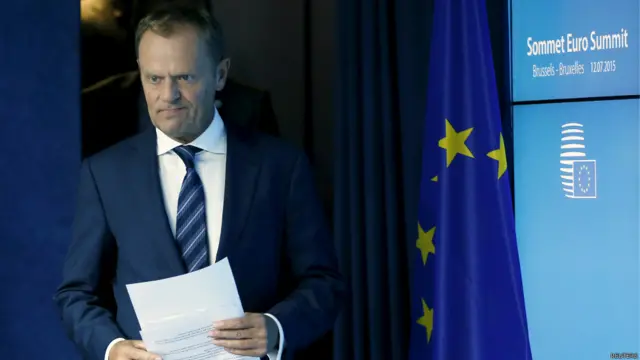 图斯克在布鲁塞尔会见记者（13/7/2015）