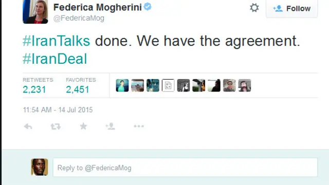 Balozi Federica Mogherini, alipotangaza mapatano hayo