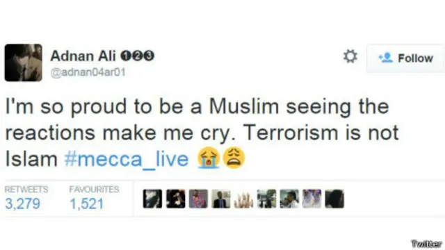 عدنان علي كتب يقول: "بكيت وأنا أقرأ التعليقات. كم أفتخر كوني مسلماً. الإرهاب ليس (أسلوب) الإسلام."