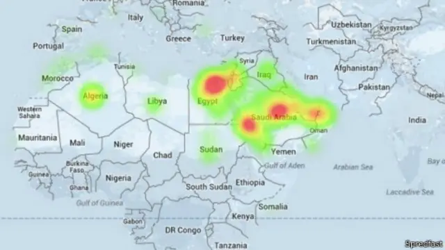 يظهر الرسم التوضيحي التالي البلدان التي انتشرت فيها كل من هاشتاغ " شكرا أحمد الشقيري" وهاشتاغ "وداعا خواطر".