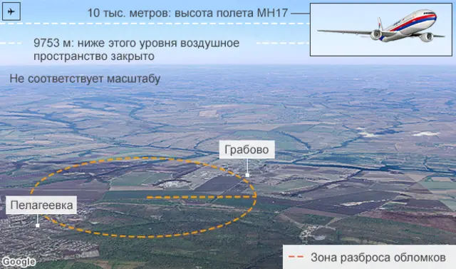 карта крушения обломков