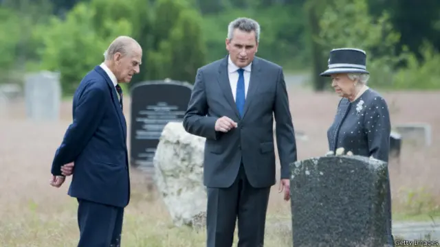 Принц Эдинбургский и королева у могилы Анны Франк