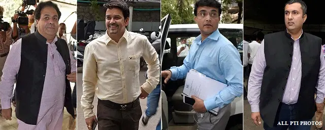 राजीव शुक्ला, अनुराग ठाकुर, सौरव गांगुली, अनिरुद्ध चौधरी