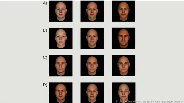 Эти лица отражают, по возрастанию: (A) компетентность, (B) властность, (C) экстраверсию, (D) благонадежность