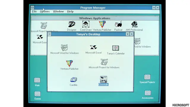 Imagen de la navegación con el Windows 3 de Microsoft, lanzado en 1990 