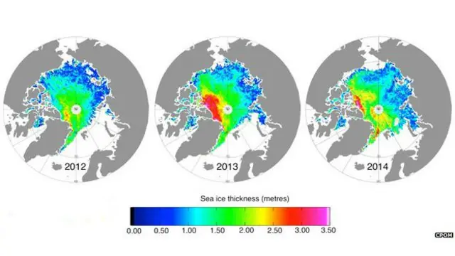 Data tutupan es di Arktik pada 2012-2014