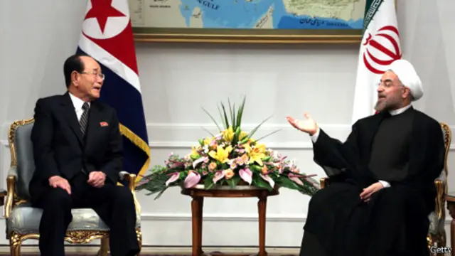 رئیس جمهوری ایران و کیم یونگ نام، رئیس شورای عالی خلق (رئیس جمهور تشریفاتی) کره شمالی - ایران و کره شمالی روابط دوستانهای دارند
