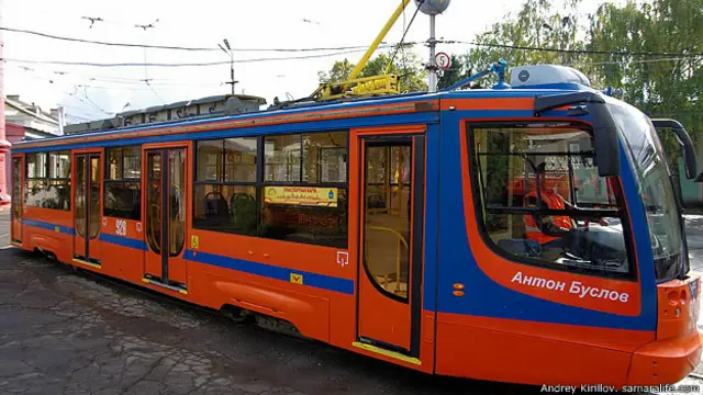 Трамвай имени Антона Буслова вышел на улицы Самары в прошлом октябре