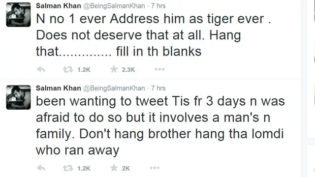 سلمان خان نے اس معاملے پر متعدد ٹویٹس کیے