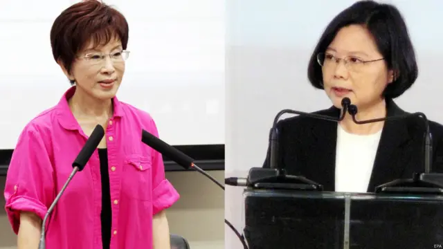 洪秀柱（左）与蔡英文（右）