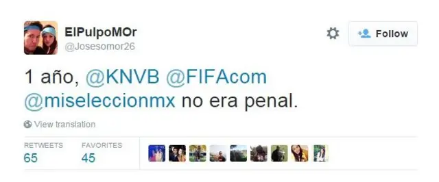 Tuit de aficionado mexicano