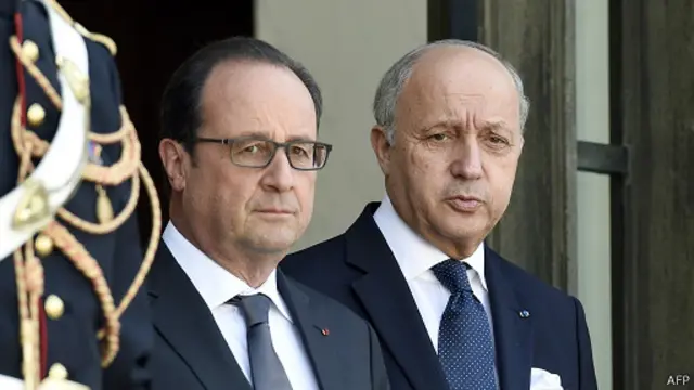 اولاند (چپ) نحوه پذیرش فابیوس در تهران را سنجشی برای رفتار ایران دانسته است