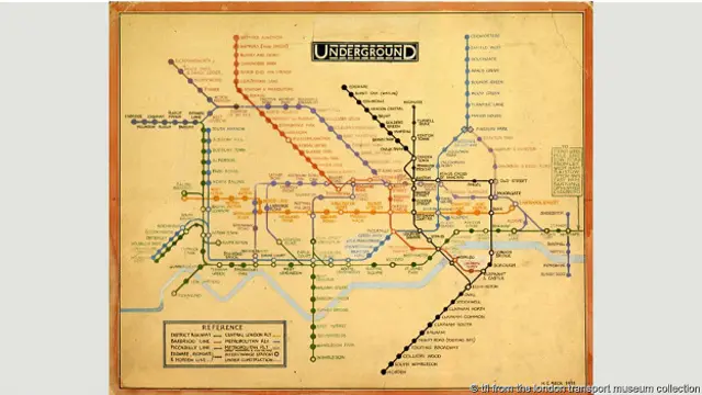 Схема лондонского метро Гарри Бека, 1931 г.