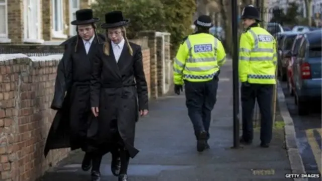 Ортодоксальные евреи на улице британского города