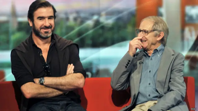Eric Cantona ve yönetmeni Ken Loach, BBC stüdyolarındayken.