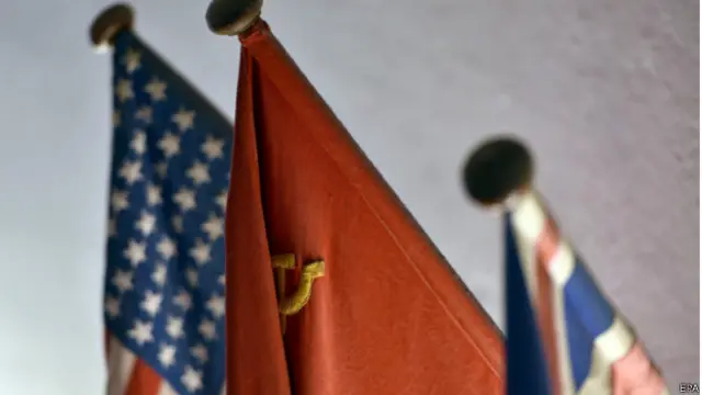 Флаги стран-участниц, использовавшиеся во время Потсдамской конференции