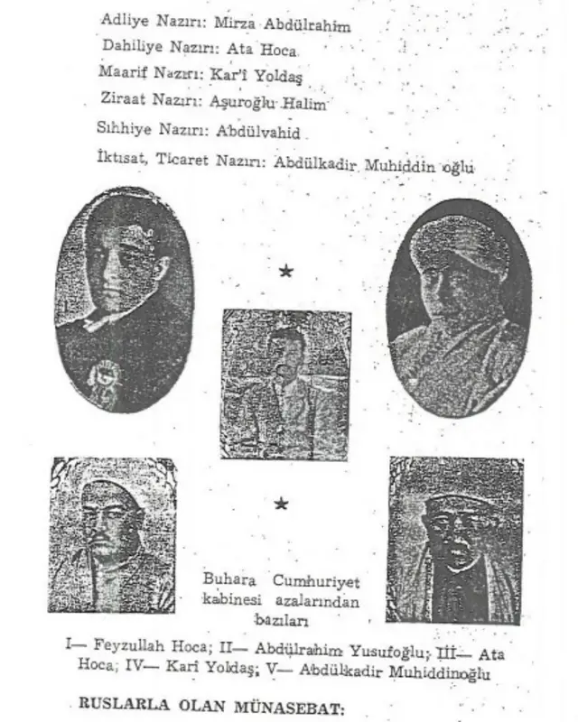 Бухоро ҳукумати нозирлари - 1921 йил