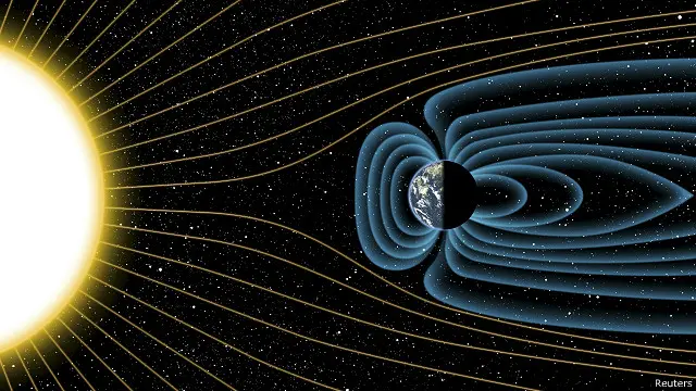 يشتت المجال المغناطيسي للأرض بروتونات الطاقة عالية الطاقة من الشمس
