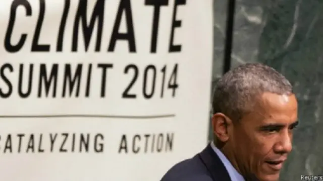 صورة من الأرشيف لحضور أوباما لقمة التغير المناخي عام 2014