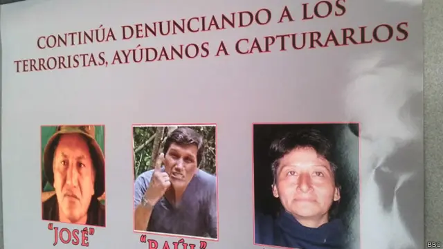 Fotos de Víctor Quispe Palomino, "José", Jorge Quispe Palomino, "Raúl", y la camarada "Olga"