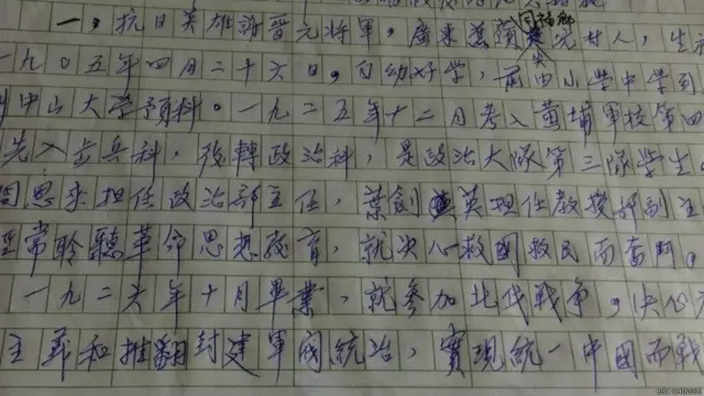 外公親筆文章。