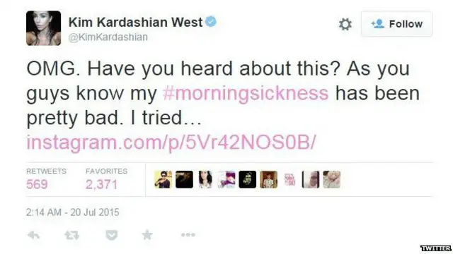 Xanım Kardashianın Tvitterdə 34 milyon davamçısı var