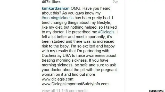 Xanım Kardashianın İnstagram-dakı postu silinməzdən əvvəl 467 min “like” toplamışdı.