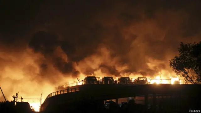 Пожар, последовавший за взрывами