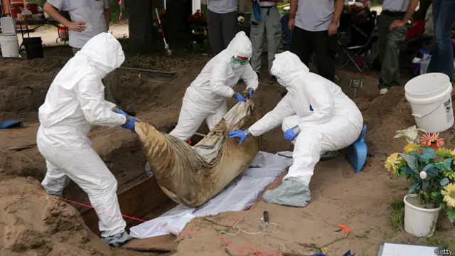 Se encontraron bolsas que contenían los cuerpos de varias personas, sin que fuera posible saber qué restos pertenecían a cada individuo.