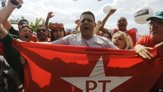 Portesta a favor del gobierno de Brasil frente al Instituto Lula de Sao Paulo