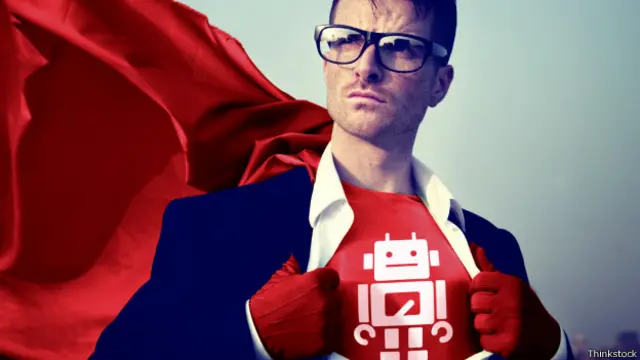 Imagen de un ejecutivo con traje de super héroe