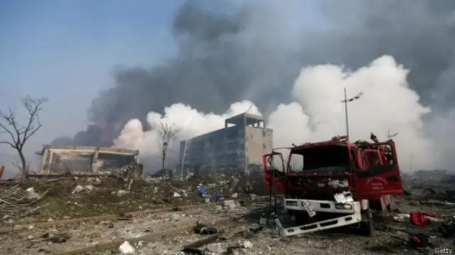 天津濱海新區爆炸現場