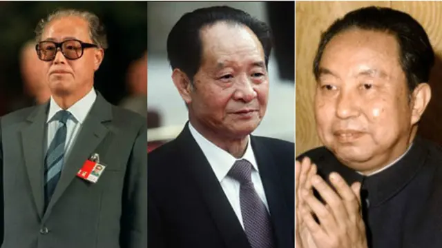 左起：赵紫阳，胡耀邦，华国锋