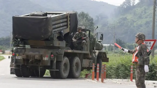 Pasukan Korsel telah disiapkan di dekat perbatasan menyusul ketegangan kedua negara.