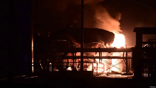 山東潤興化工廠發生爆炸現場（新華社圖片23/8/2015）