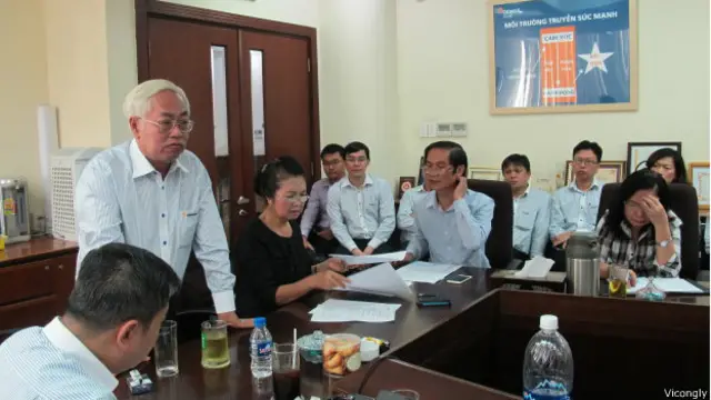Ông Trần Phương Bình phát biểu trong buổi bàn giao vị trí điều hành cho ông Nguyễn An
