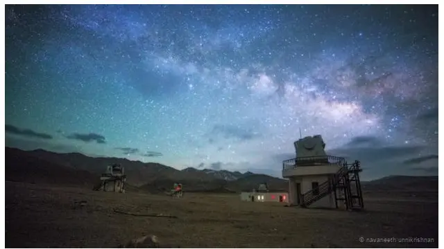 Teleskop dan Bima Sakti di Ladakh, India.