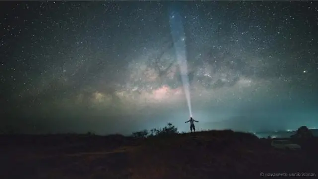 Galaksi Bima Sakti dilihat pada pukul 4 pagi di Kasargod, India.