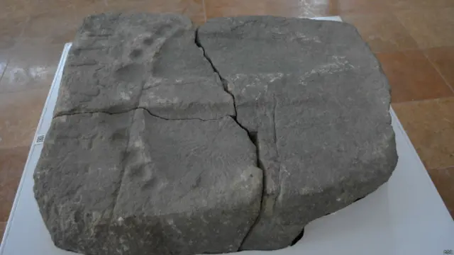 مہاتمہ بدھ کے پاؤں کے نشان جو اتنے بڑے ہیں کہ بظاہر کسی انسان کے دکھائی نہیں دیتے۔ 