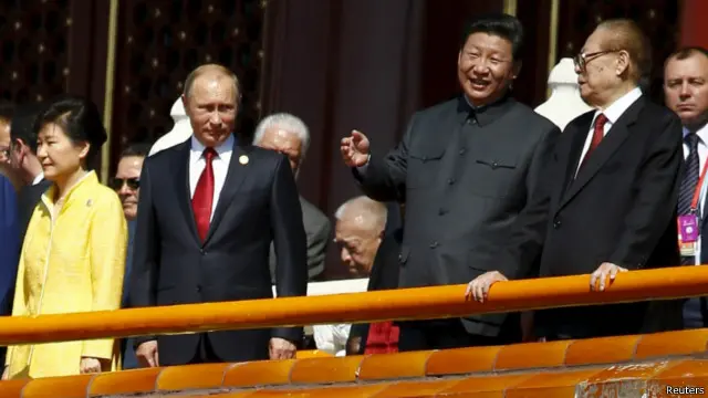 韓國總統朴槿惠、俄羅斯總統普京、中國國家主席習近平和江澤民