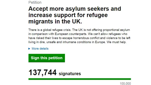 وتتطلب العرائض المقدمة للحكومة مئة ألف توقيع على الأقل لتناقش بالبرلمان