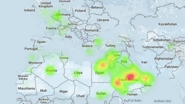 خريطة تظهر التفاعل مع القضية عبر تويتر حول العالم