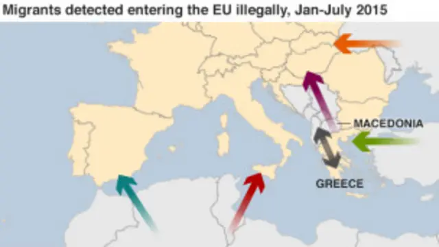 အီးယူ နိုင်ငံတွေကို တရားမဝင်တဲ့ လမ်းကြောင်းတွေကနေ ရွှေ့ပြောင်းနေထိုင်သူတွေ ဝင်ရောက်။ 