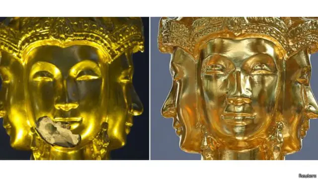 四面佛的修复工作由泰国文化部的美术部门的艺术家承担。