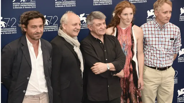 Александр Сокуров и коллеги по фильму "Франкофония" в Венеции