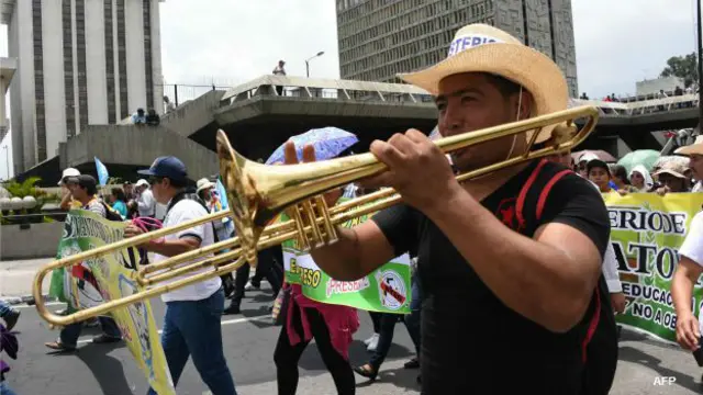 Protesta de maestros en Guatemala.