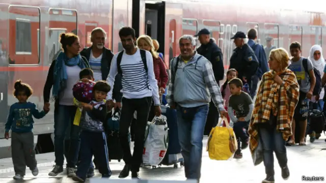 很多难民携全家老小抵达慕尼黑