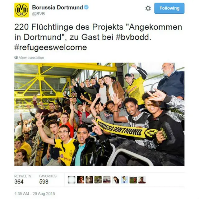 Tweet del Borussia Dortmund